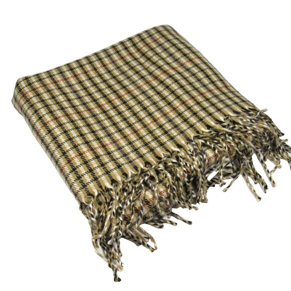 J.Crew Large Check Plaid Scarf Wrap 39" x 24" Khaki